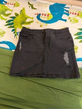 Mossimo Supply Co. Black Distressed Denim Mini Skirt